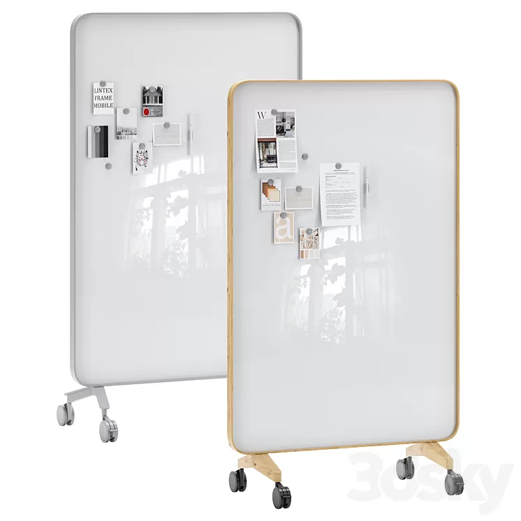 Lintex Frame Mobile double-sided glassboard with a bentwood frame 3D Model Free Download