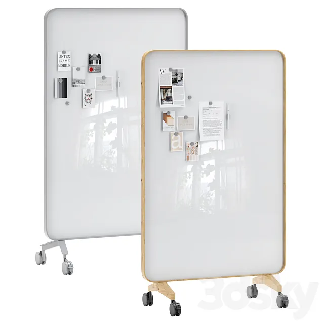 Lintex Frame Mobile double-sided glassboard with a bentwood frame 3DModel
