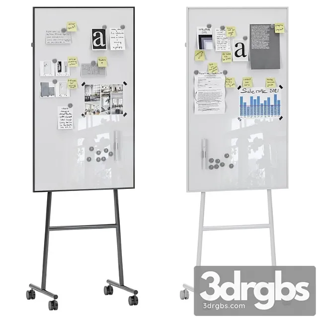 Lintex One Whiteboards With A Black Or White Stand 3D Model Download