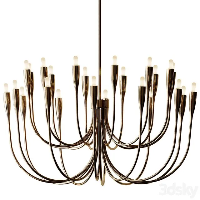 Liona Brass Candelabra Chandelier Light 3D Model Liona Brass Candelabra Chandelier Light 3D Model