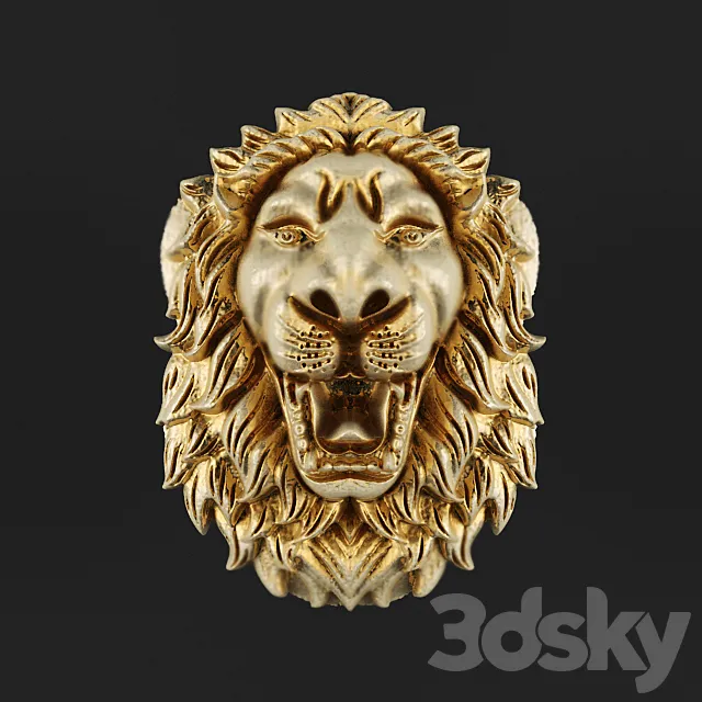 Lions Head to the wall. 3D Model