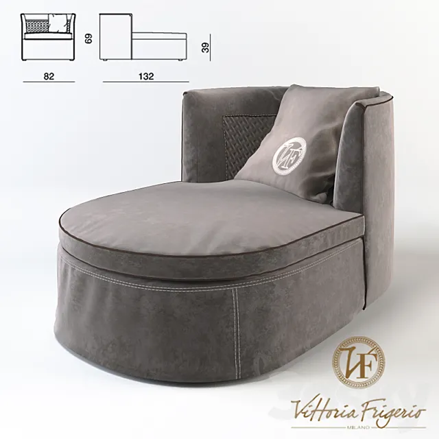 Litta longue armchair (82x132x69cm) 3D Model Litta longue armchair (82x132x69cm) 3D Model