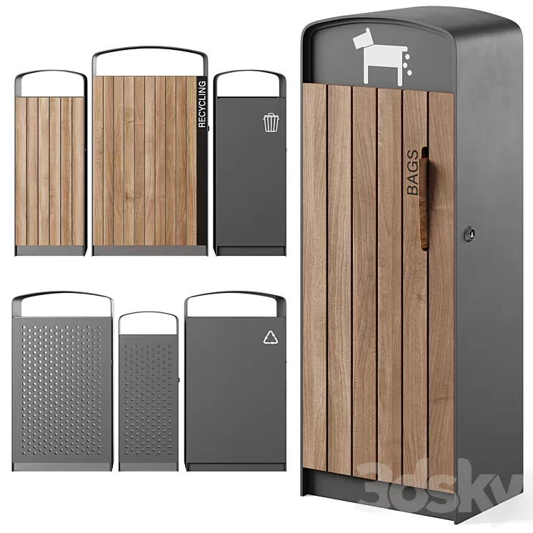 Litter bin and litter bin for dog waste Prax by mmcite 3D Model