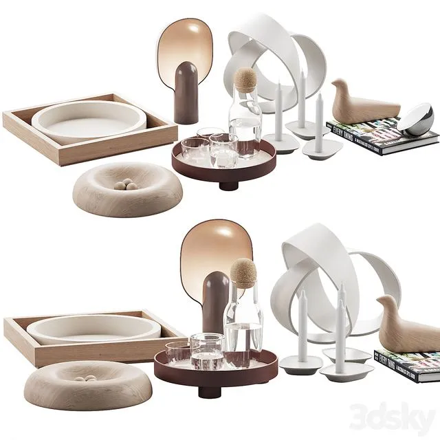 Living contemporary nature accessories decor set 3D Model