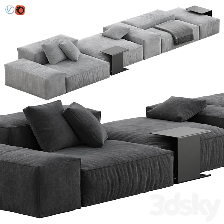 Living Divani Extrasoft Sofa Set 3 3D Model Free Download