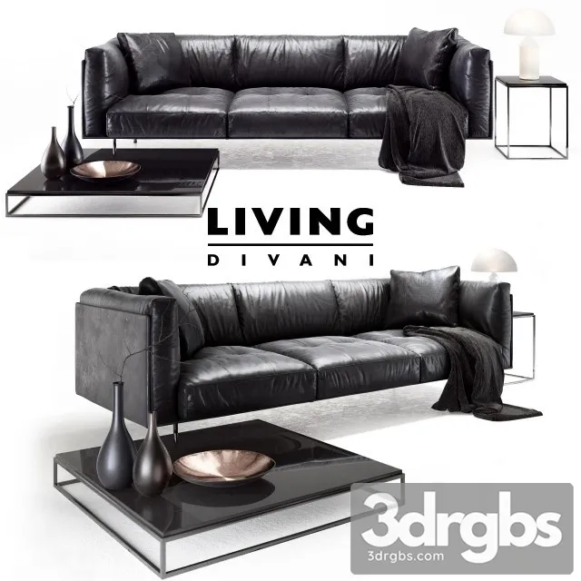 Living Divani Leather Rod Sofa 01 3D Model Download