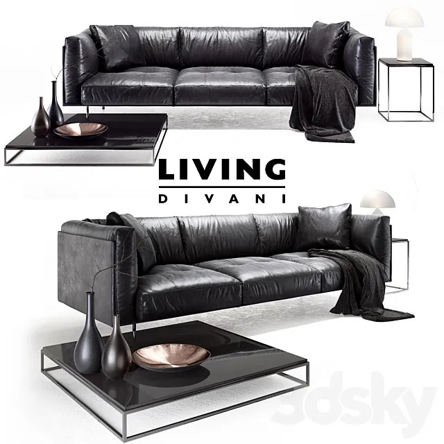 Living divani leather rod sofa 3DModel