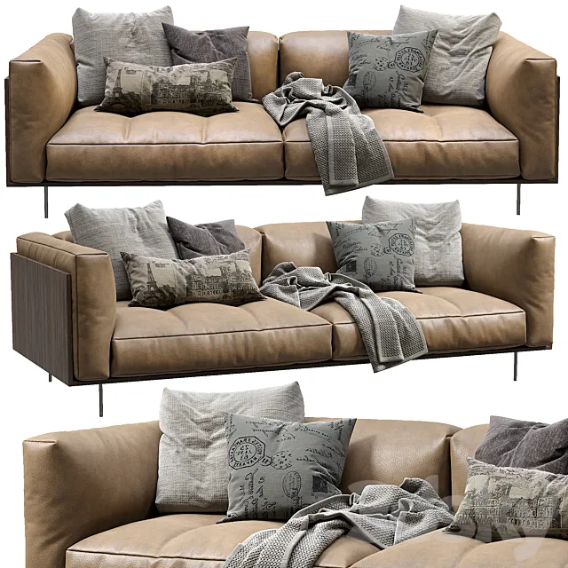 Living Divani Leather Sofa Rodwood 3DModel