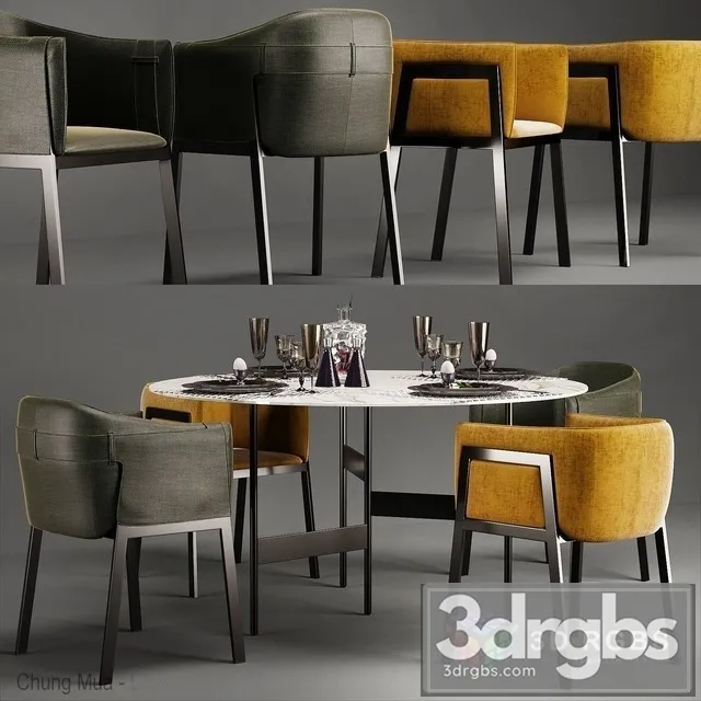 Living Divani Table and Chair 3D Model Download