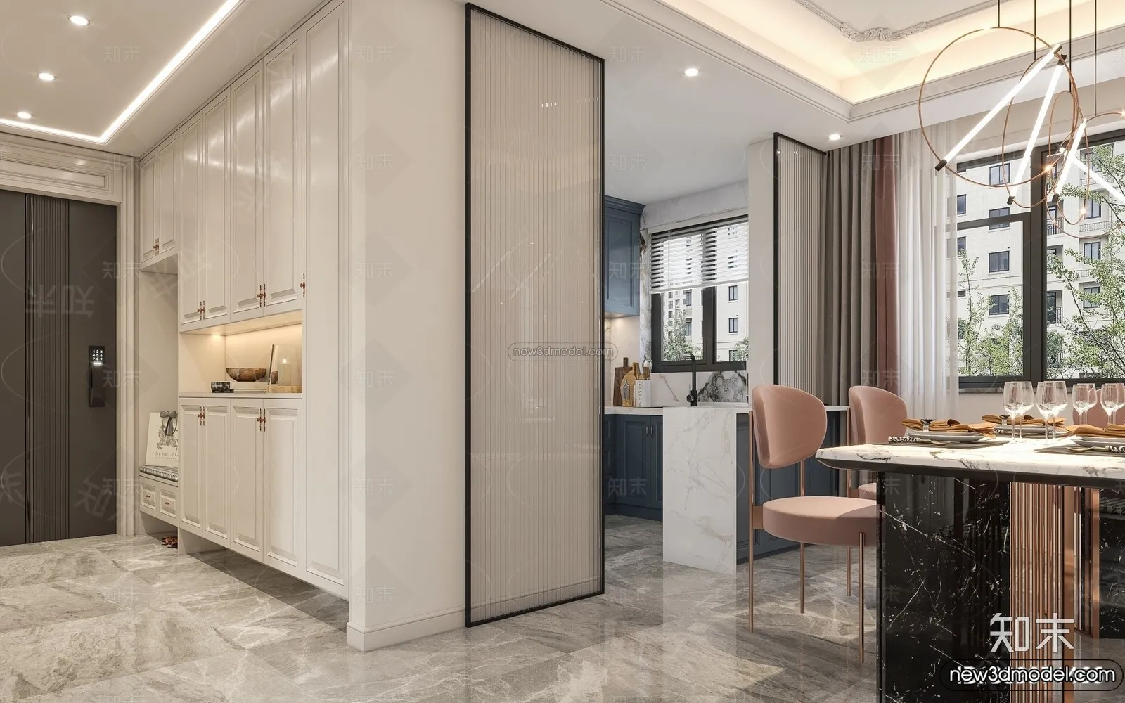 Living Room – 3D Interior Scene – French Style – 002