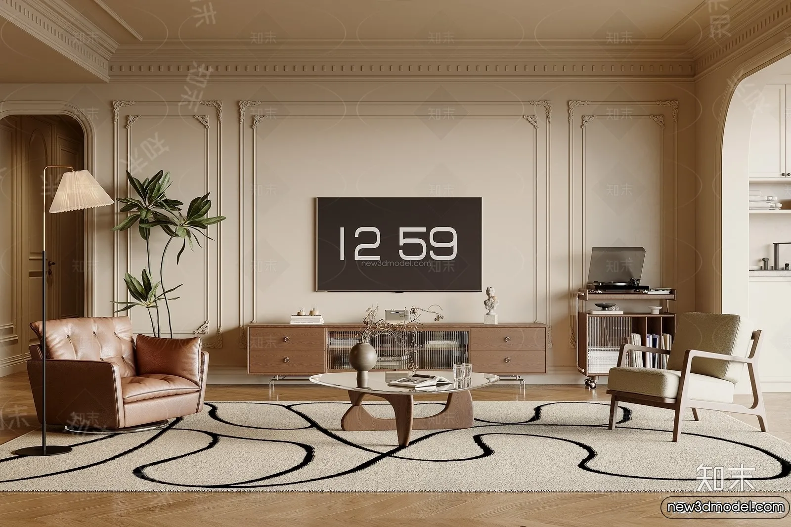 Living Room – 3D Interior Scene – French Style – 008