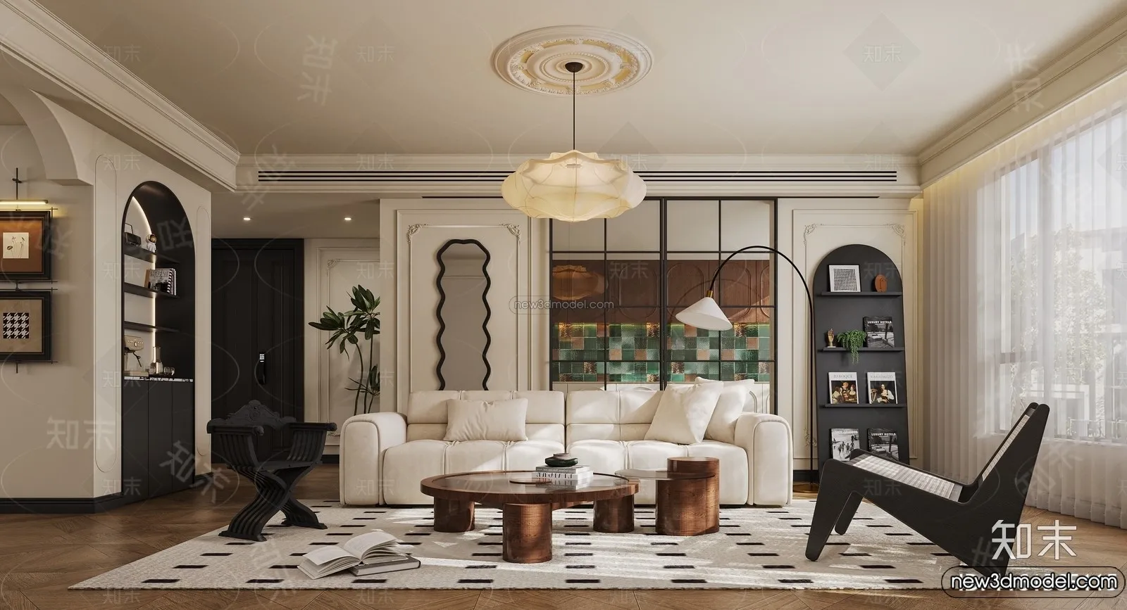 Living Room – 3D Interior Scene – French Style – 011