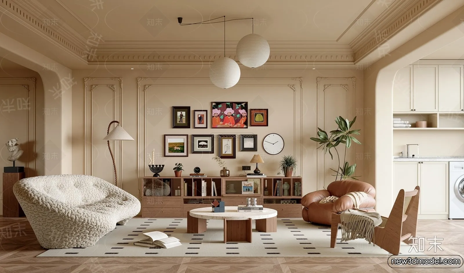 Living Room – 3D Interior Scene – French Style – 015