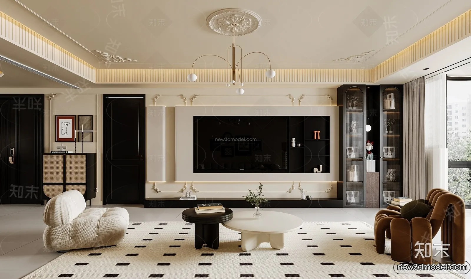 Living Room – 3D Interior Scene – French Style – 016