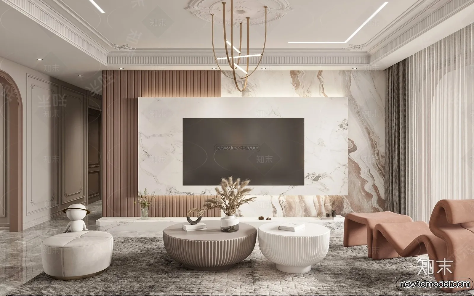 Living Room – 3D Interior Scene – French Style – 024