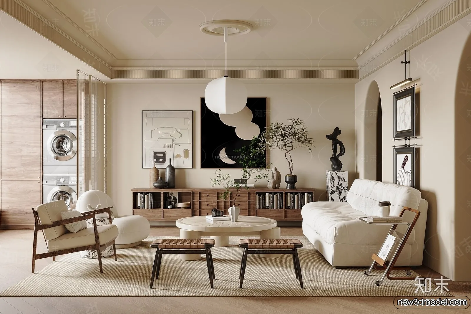 Living Room – 3D Interior Scene – French Style – 025