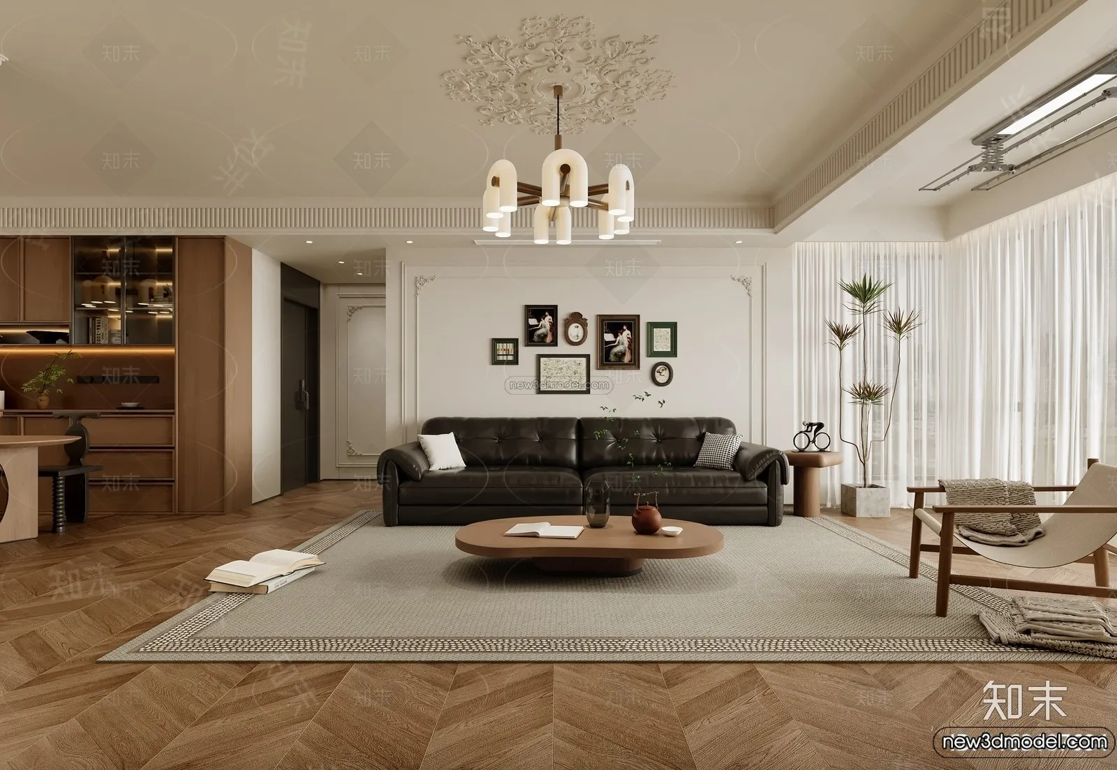 Living Room – 3D Interior Scene – French Style – 037
