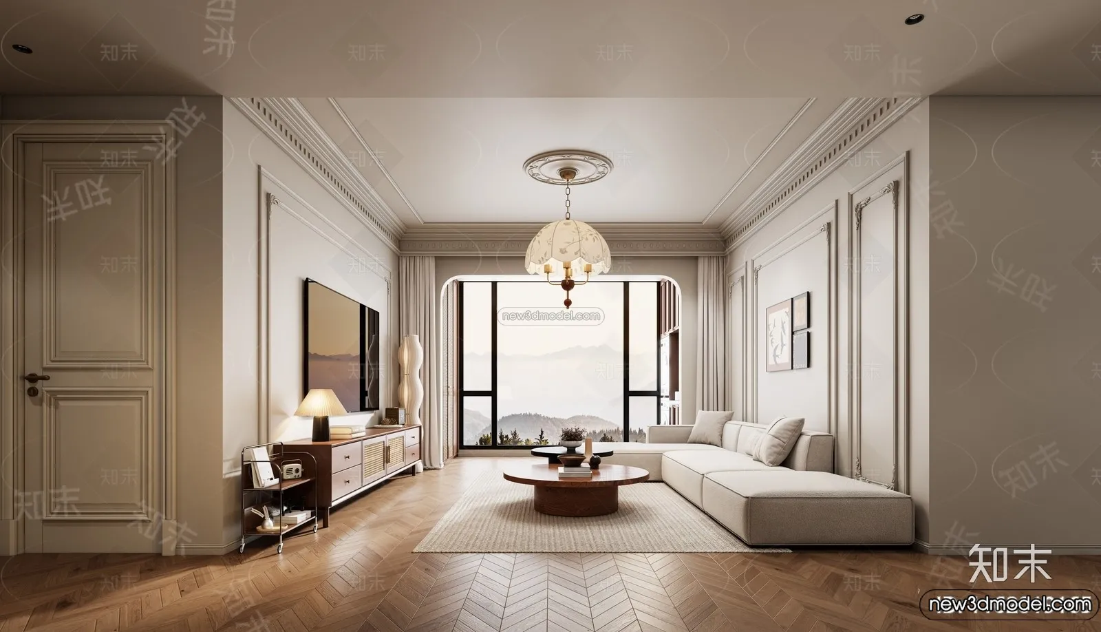 Living Room – 3D Interior Scene – French Style – 038