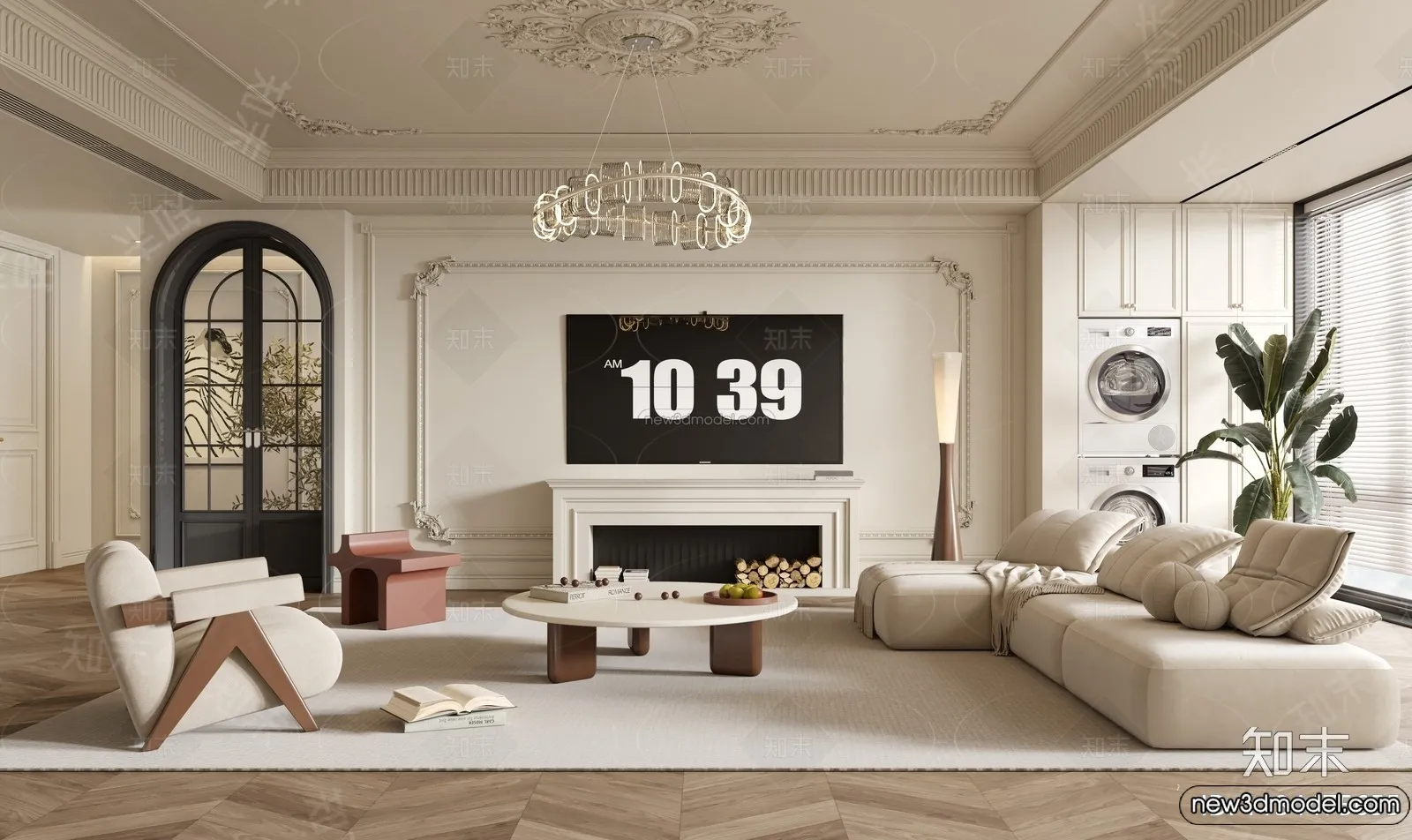 Living Room – 3D Interior Scene – French Style – 040