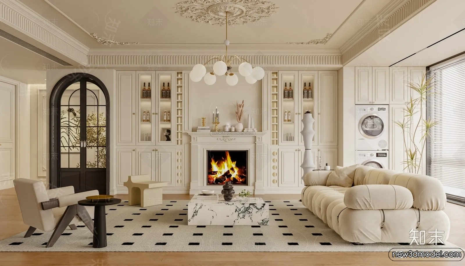 Living Room – 3D Interior Scene – French Style – 044