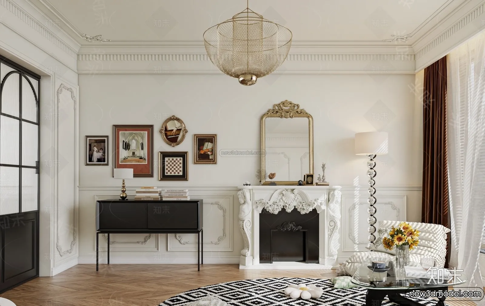 Living Room – 3D Interior Scene – French Style – 052