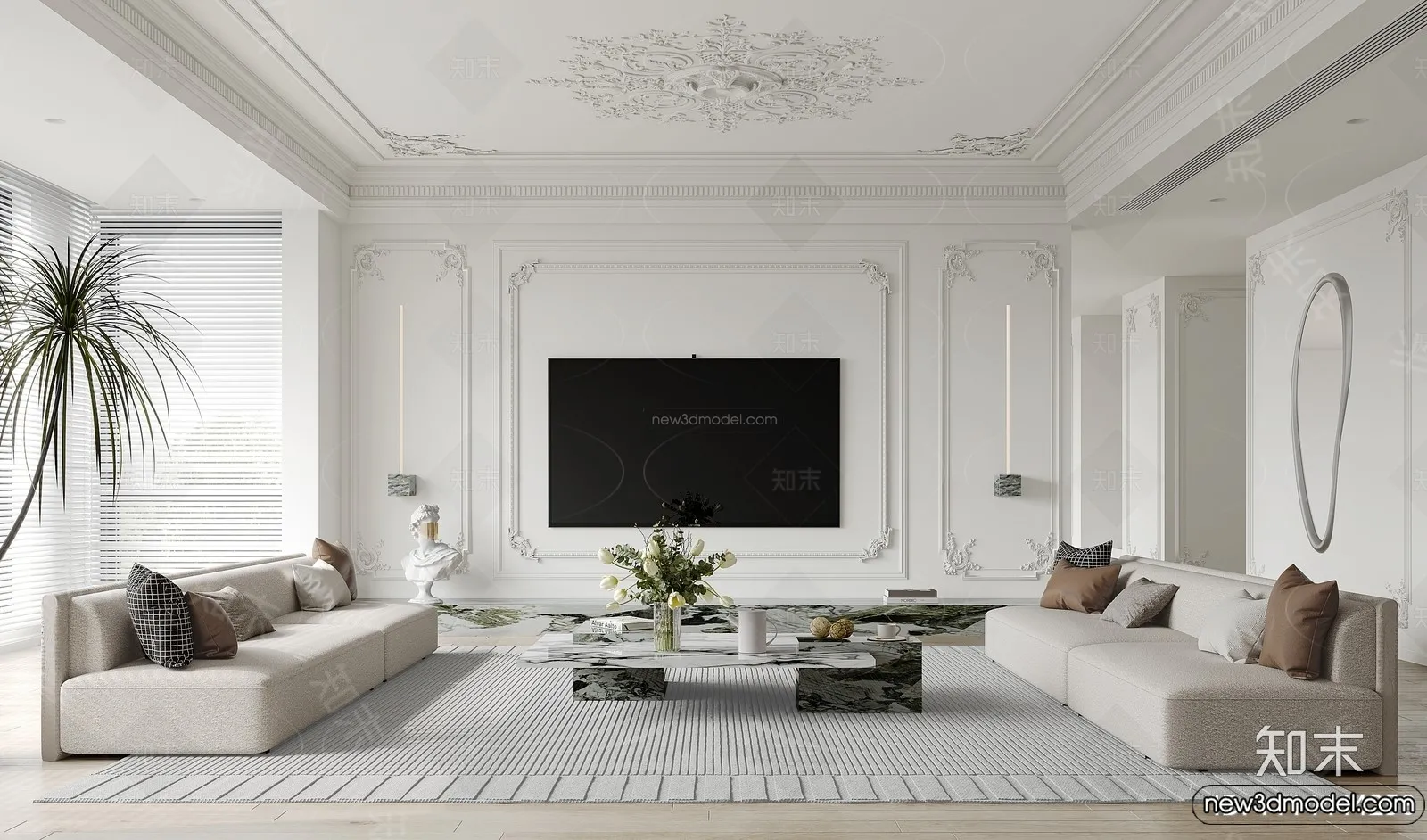 Living Room – 3D Interior Scene – French Style – 057