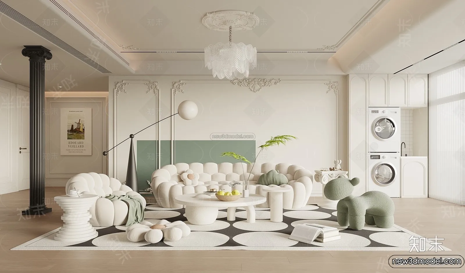 Living Room – 3D Interior Scene – French Style – 157