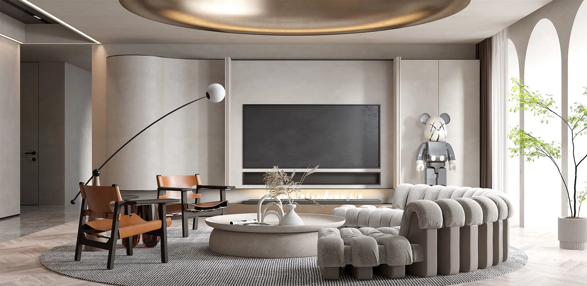 Living Room 3D Interior Scene Model – Wabi Sabi Style – 017 Living Room 3D Interior Scene Model – Wabi Sabi Style – 017