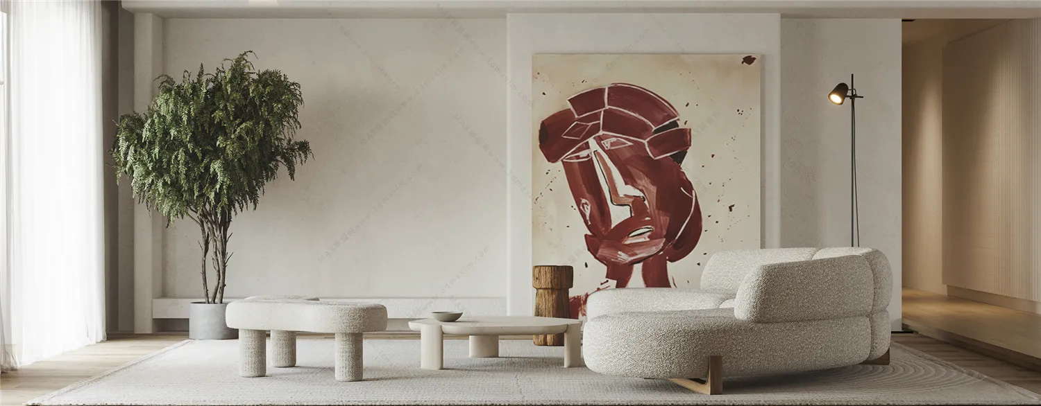 Living Room 3D Interior Scene Model – Wabi Sabi Style – 021 Living Room 3D Interior Scene Model – Wabi Sabi Style – 021