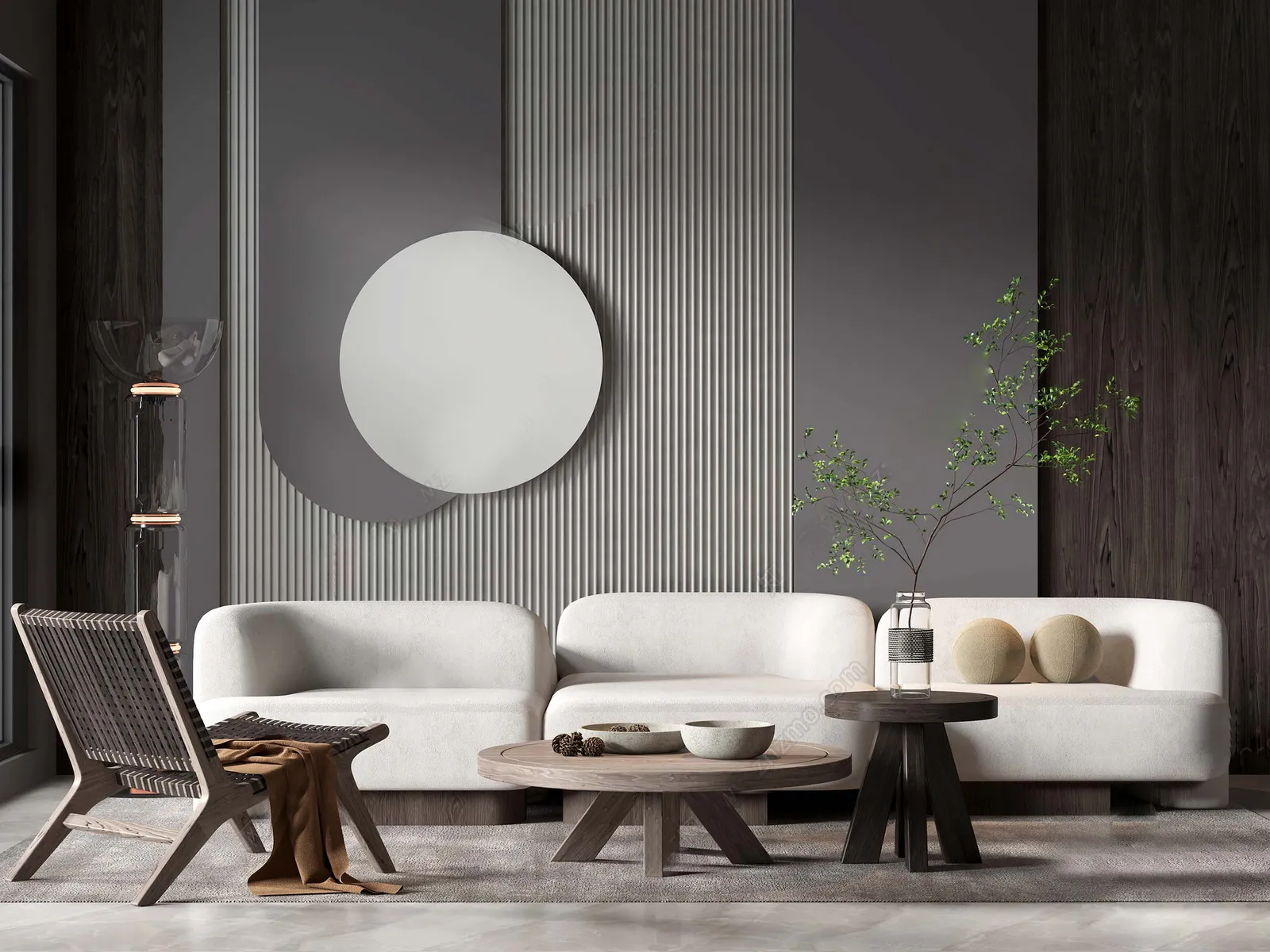 Living Room 3D Interior Scene Model – Wabi Sabi Style – 022 Living Room 3D Interior Scene Model – Wabi Sabi Style – 022