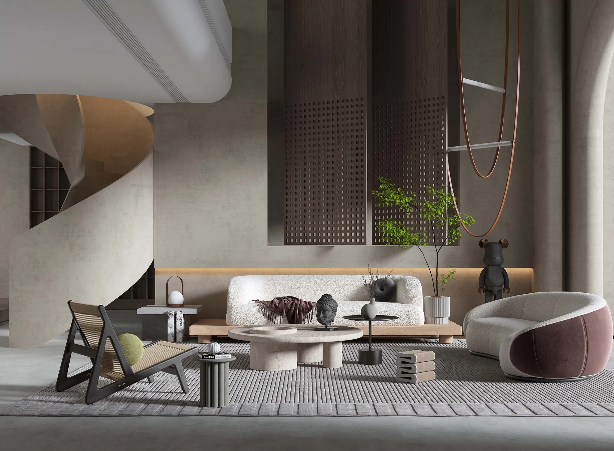 Living Room 3D Interior Scene Model – Wabi Sabi Style – 029 Living Room 3D Interior Scene Model – Wabi Sabi Style – 029