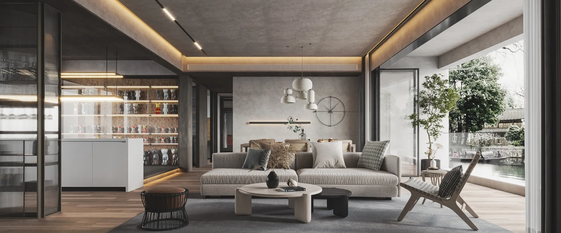 Living Room 3D Interior Scene Model – Wabi Sabi Style – 034 Living Room 3D Interior Scene Model – Wabi Sabi Style – 034