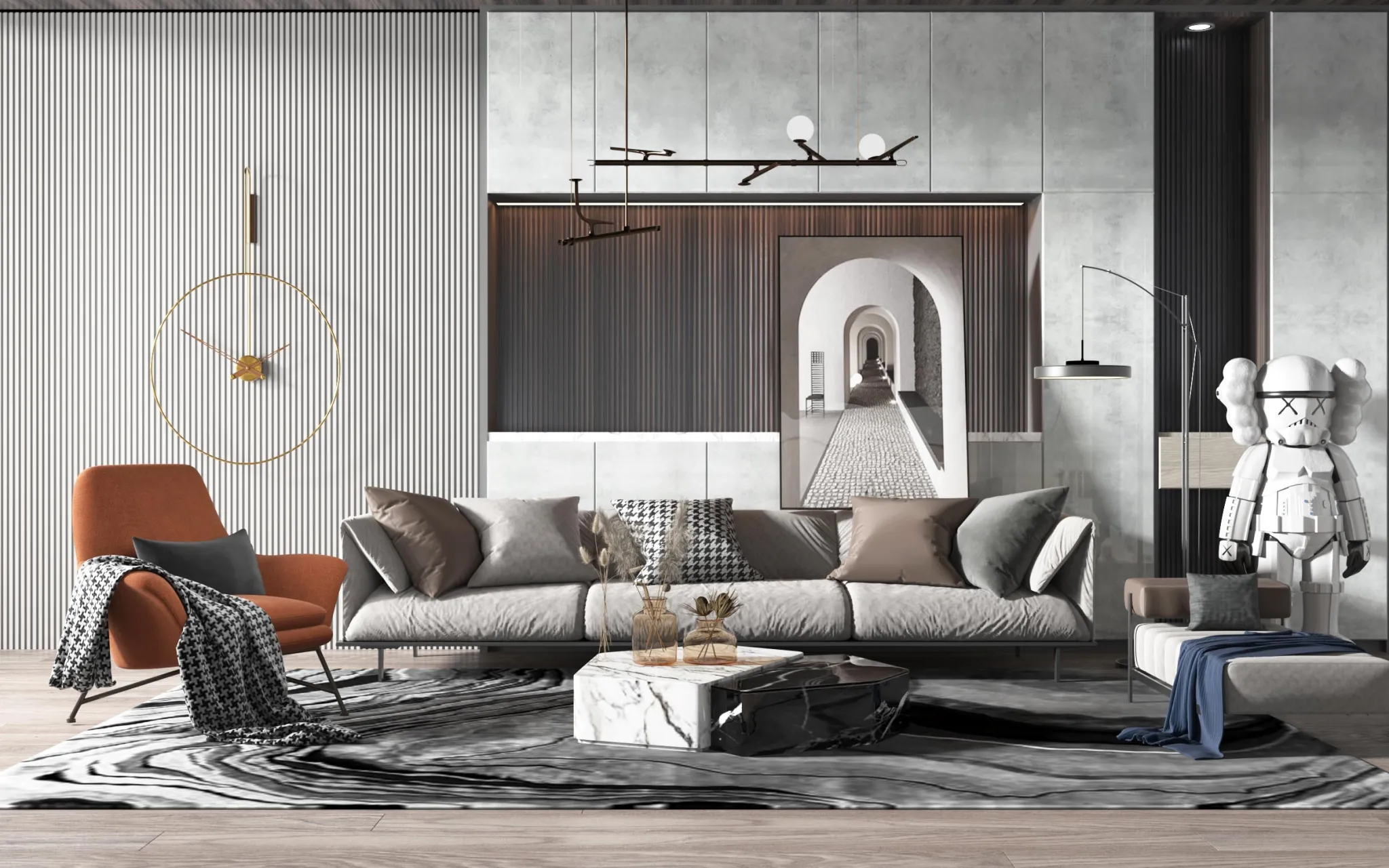 Living Room 3D Interior Scene Model – Wabi Sabi Style – 035 Living Room 3D Interior Scene Model – Wabi Sabi Style – 035