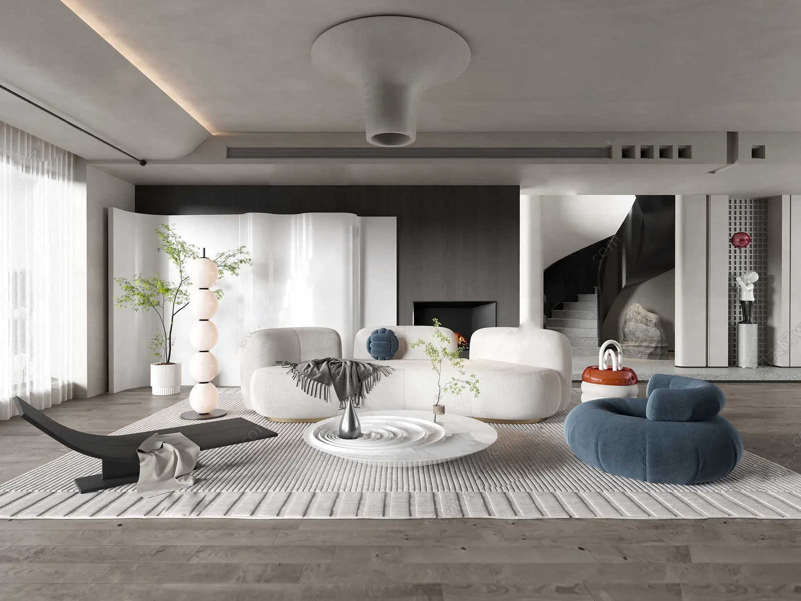 Living Room 3D Interior Scene Model – Wabi Sabi Style – 042 Living Room 3D Interior Scene Model – Wabi Sabi Style – 042