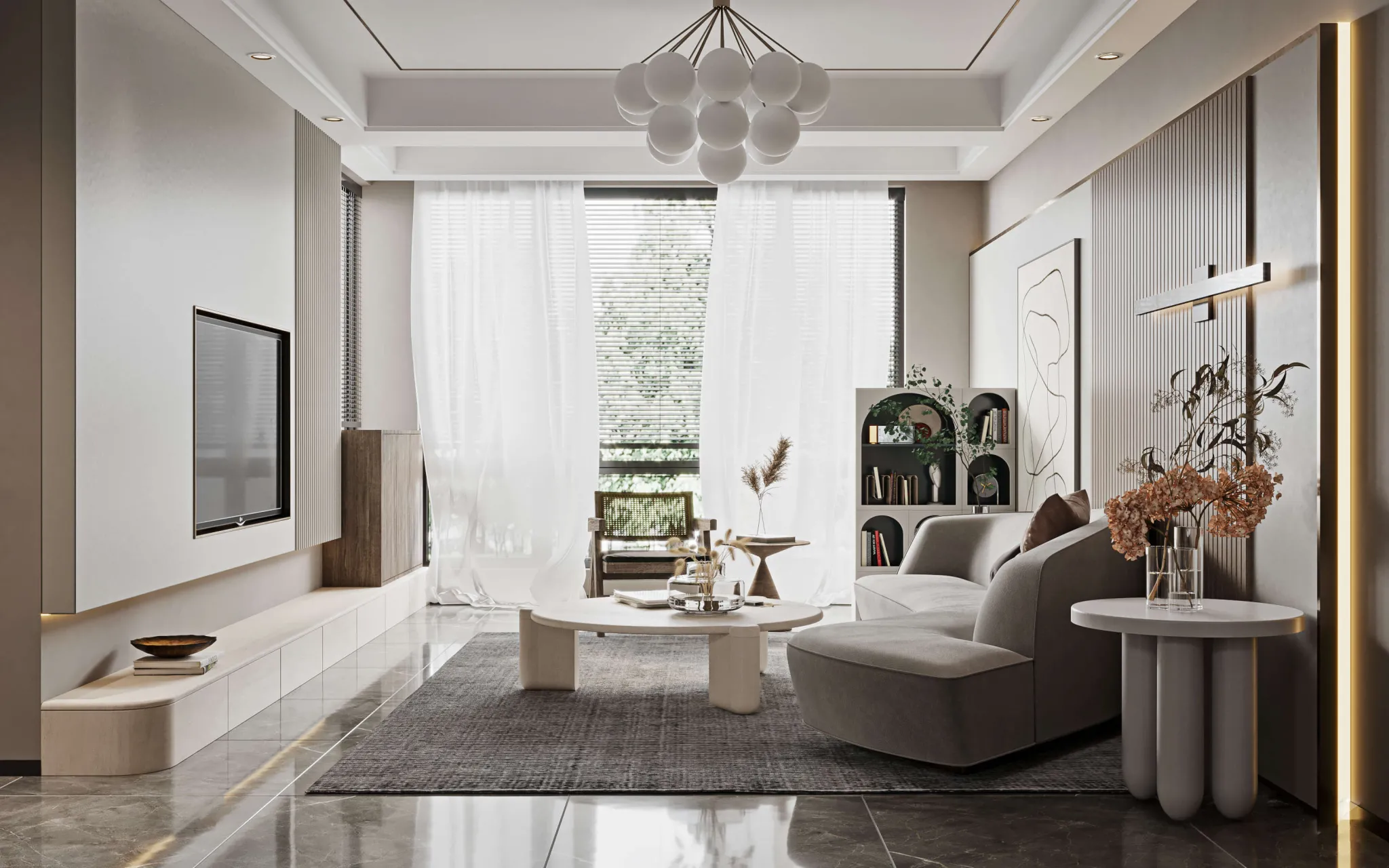 Living Room 3D Interior Scene Model – Wabi Sabi Style – 045 Living Room 3D Interior Scene Model – Wabi Sabi Style – 045