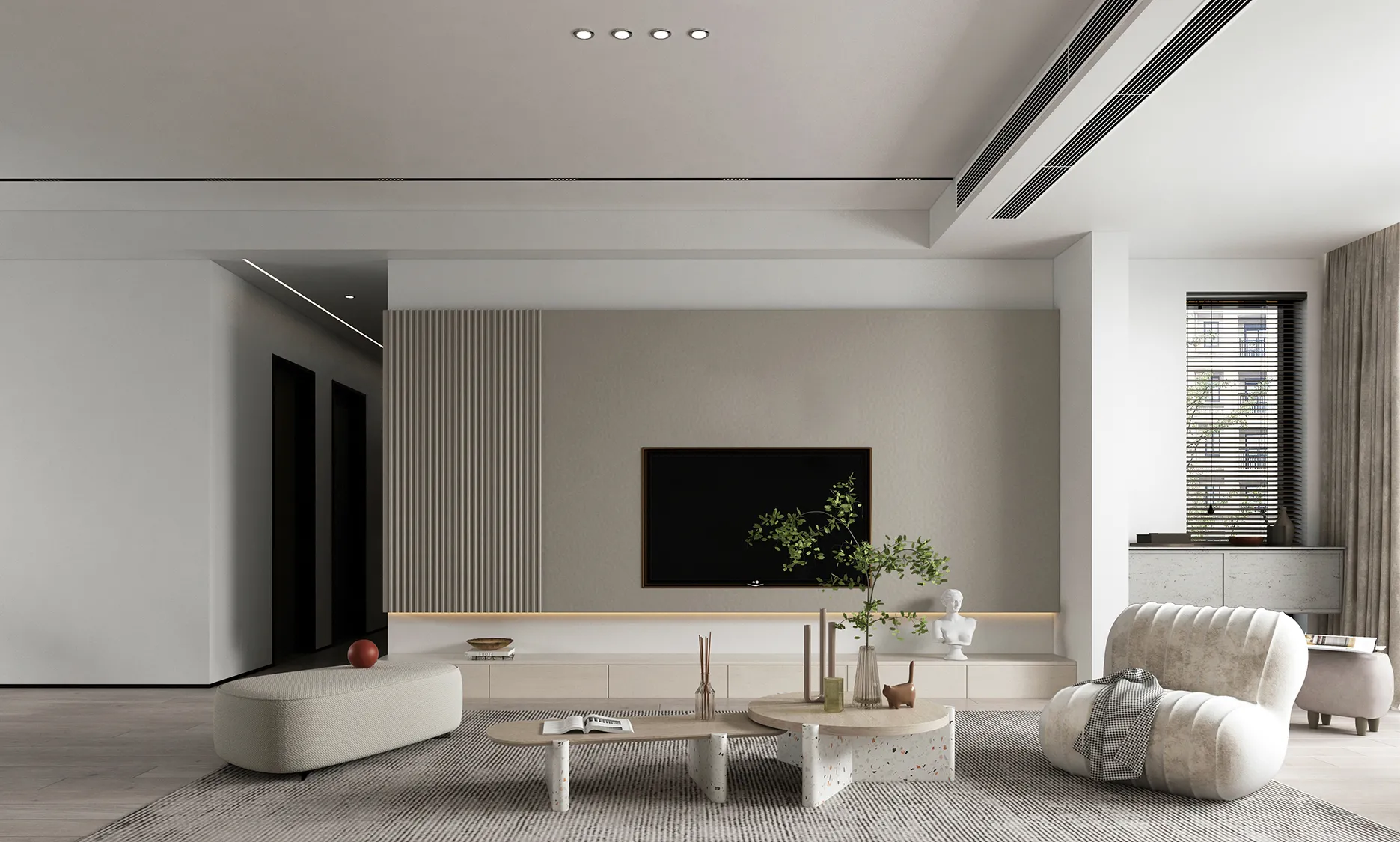 Living Room 3D Interior Scene Model – Wabi Sabi Style – 046 Living Room 3D Interior Scene Model – Wabi Sabi Style – 046