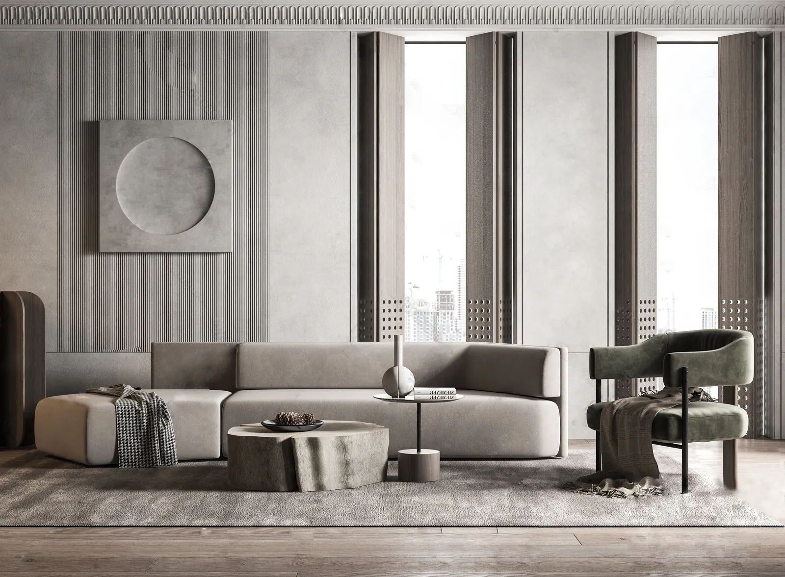 Living Room 3D Interior Scene Model – Wabi Sabi Style – 047 Living Room 3D Interior Scene Model – Wabi Sabi Style – 047