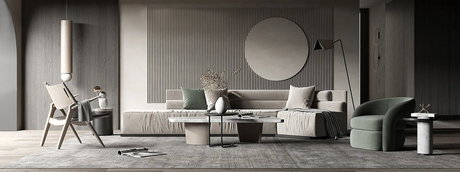 Living Room 3D Interior Scene Model – Wabi Sabi Style – 051 Living Room 3D Interior Scene Model – Wabi Sabi Style – 051