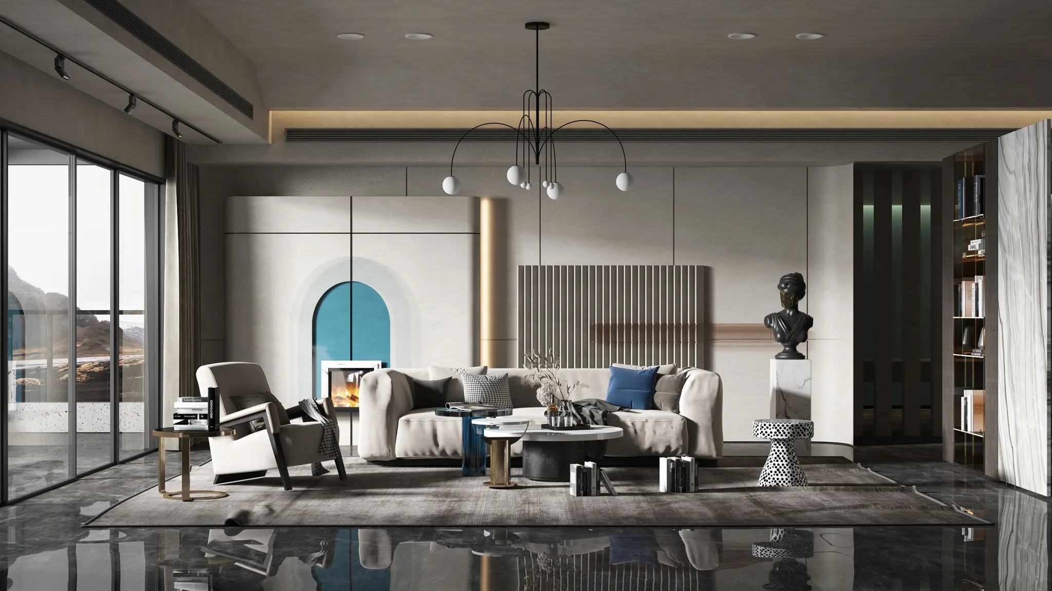 Living Room 3D Interior Scene Model – Wabi Sabi Style – 058 Living Room 3D Interior Scene Model – Wabi Sabi Style – 058