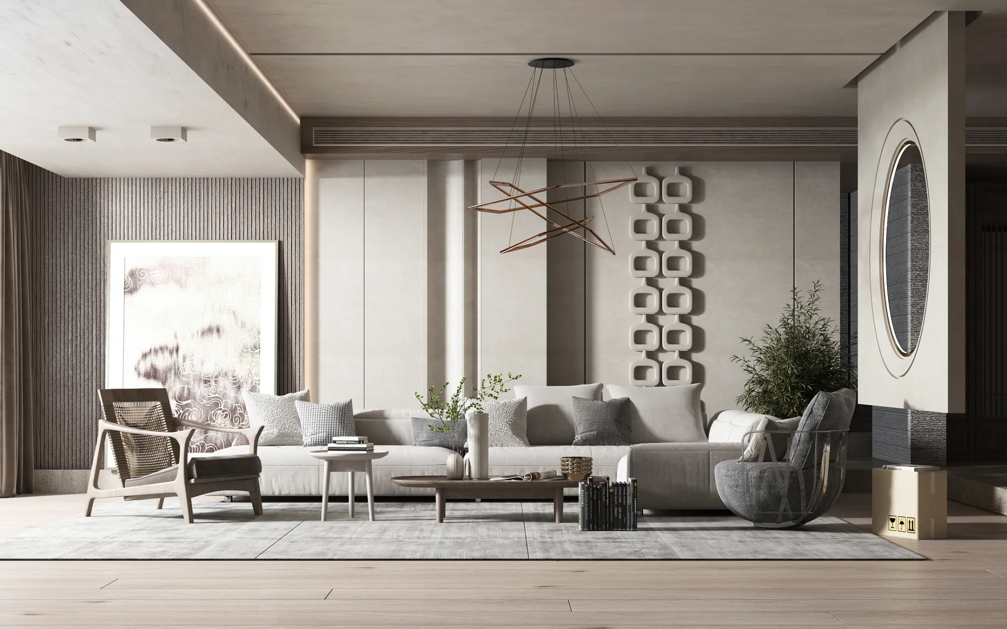 Living Room 3D Interior Scene Model – Wabi Sabi Style – 061 Living Room 3D Interior Scene Model – Wabi Sabi Style – 061