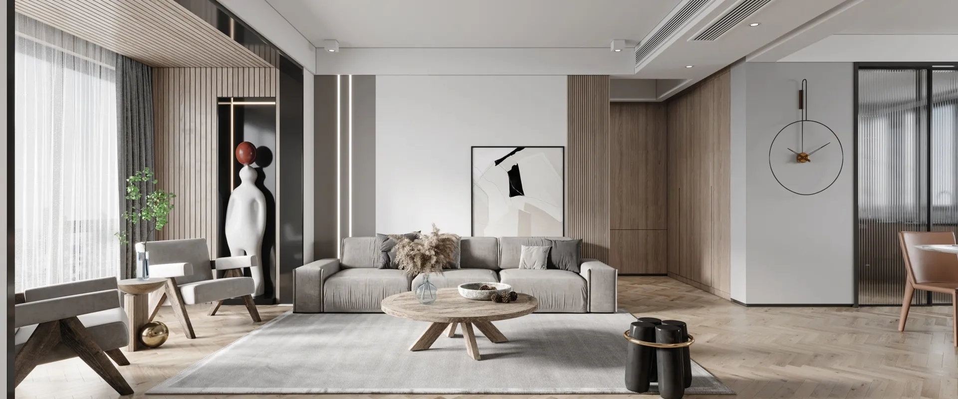 Living Room 3D Interior Scene Model – Wabi Sabi Style – 065 Living Room 3D Interior Scene Model – Wabi Sabi Style – 065