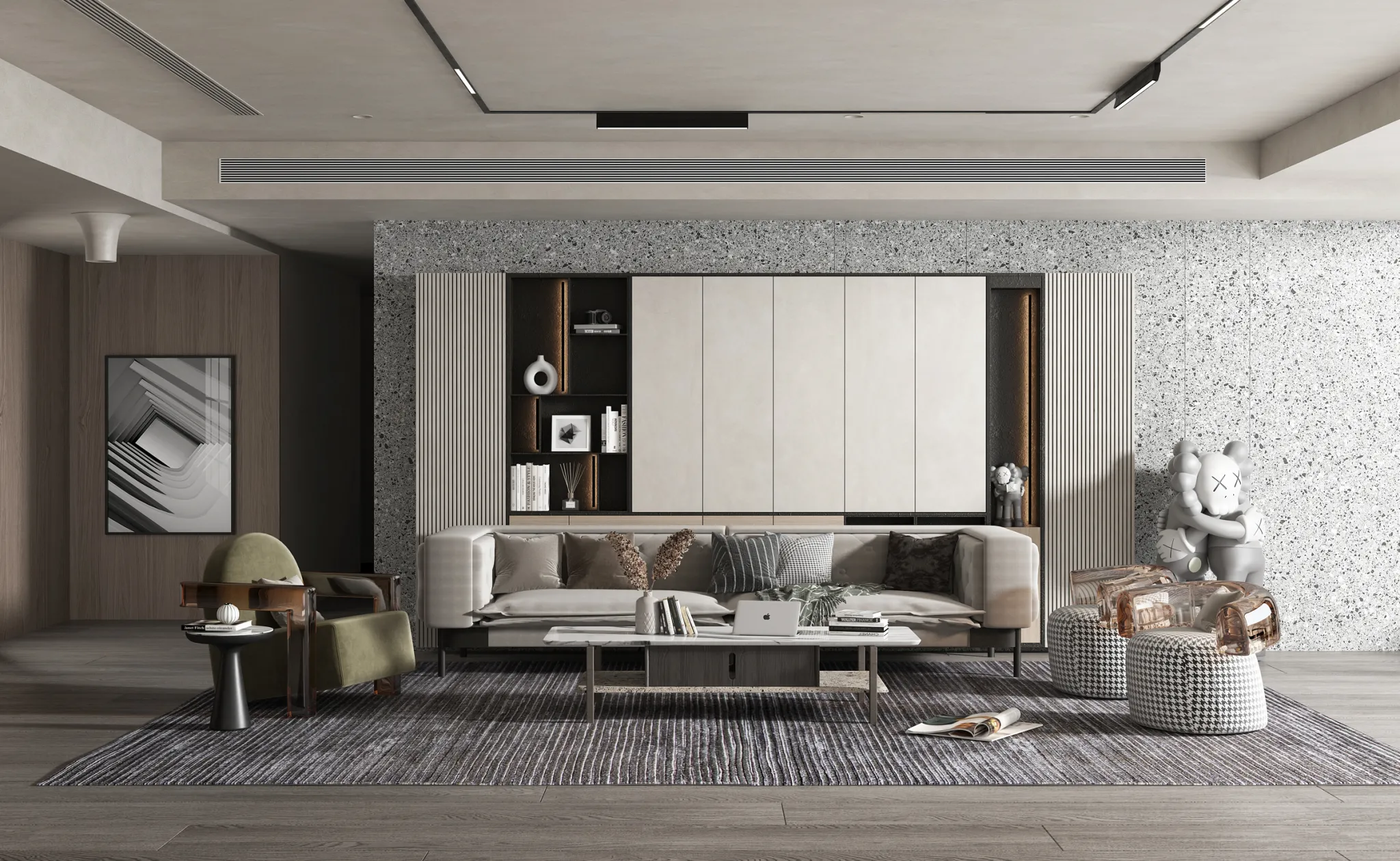 Living Room 3D Interior Scene Model – Wabi Sabi Style – 073 Living Room 3D Interior Scene Model – Wabi Sabi Style – 073