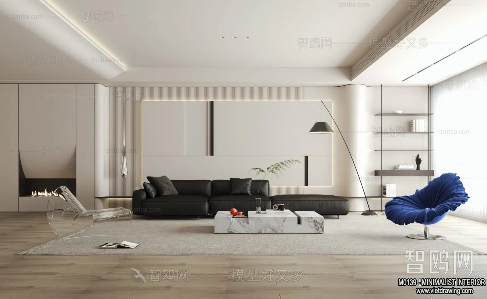 Living Room – Minimalist Style – 3D Interior Scene – 001