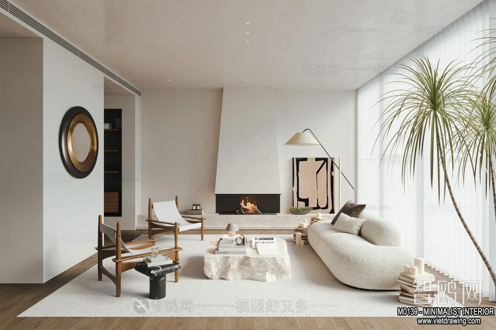 Living Room – Minimalist Style – 3D Interior Scene – 006