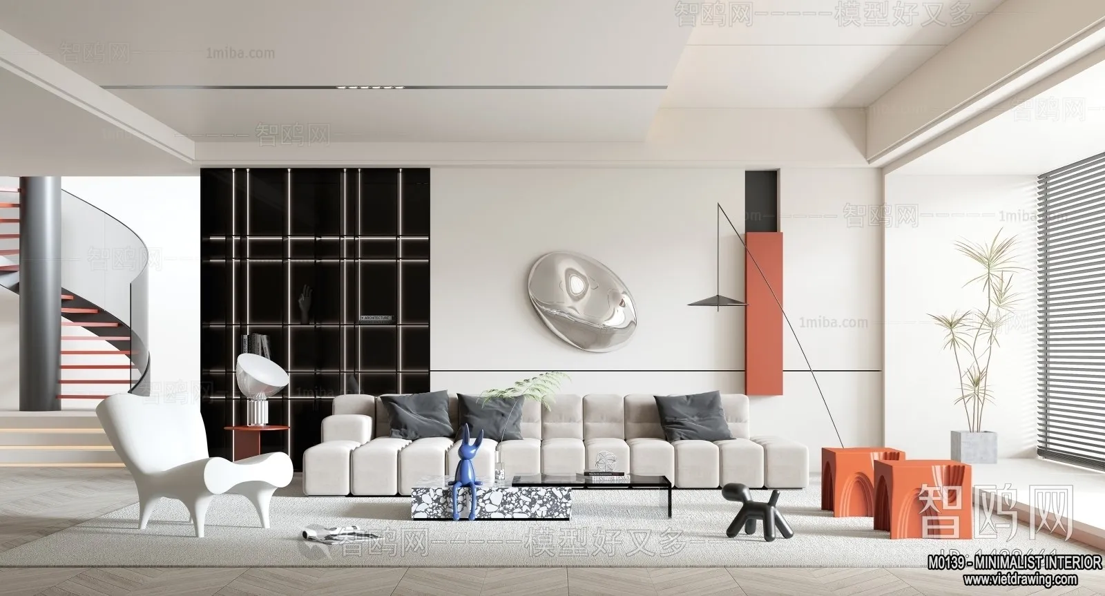 Living Room – Minimalist Style – 3D Interior Scene – 007