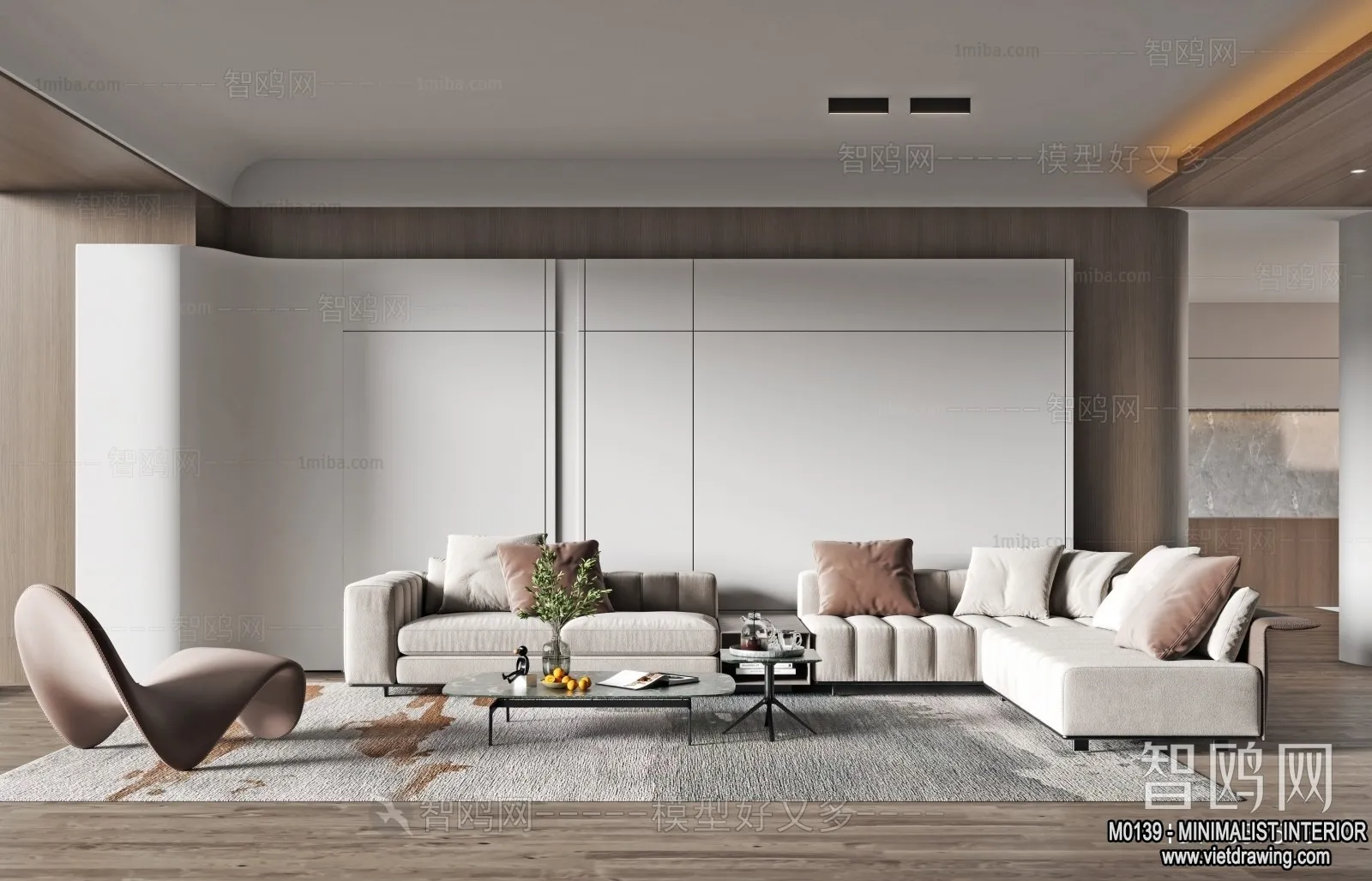 Living Room – Minimalist Style – 3D Interior Scene – 015