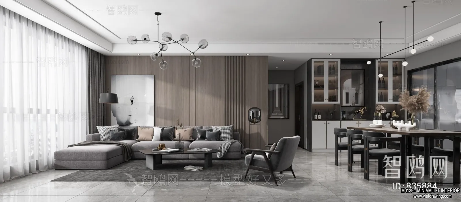 Living Room – Minimalist Style – 3D Interior Scene – 019