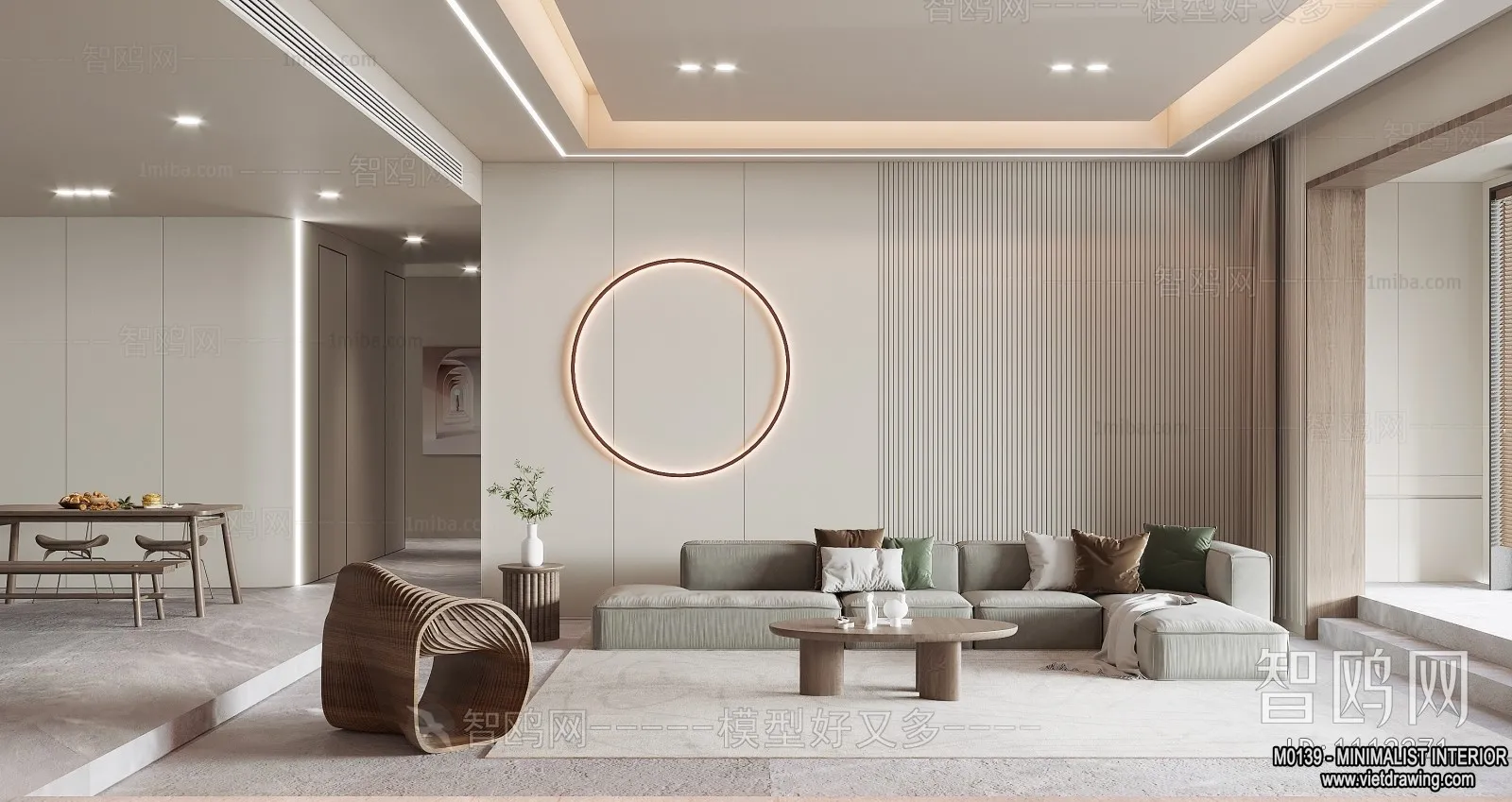 Living Room – Minimalist Style – 3D Interior Scene – 038