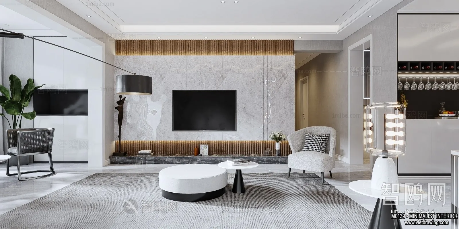 Living Room – Minimalist Style – 3D Interior Scene – 039