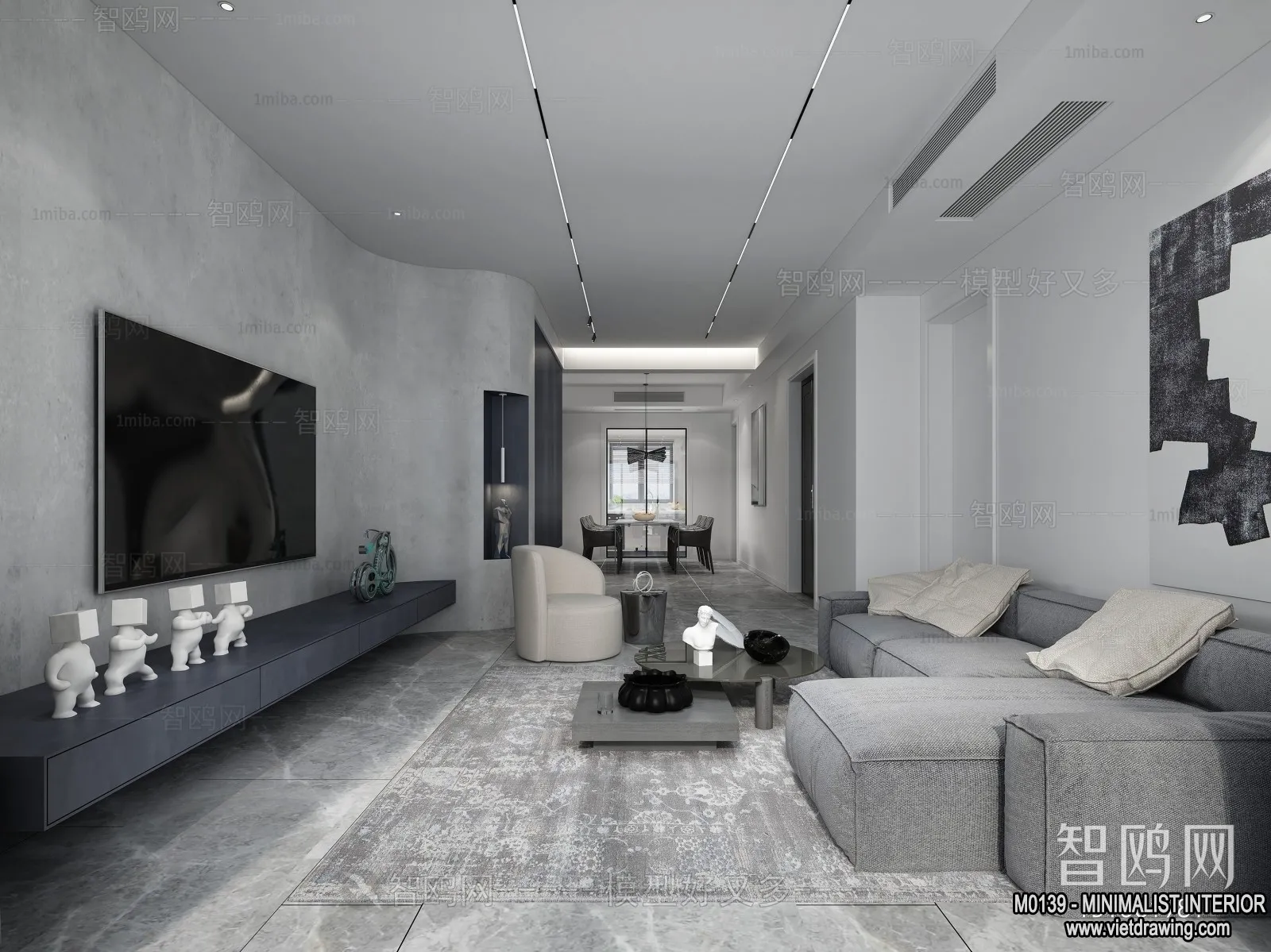 Living Room – Minimalist Style – 3D Interior Scene – 048